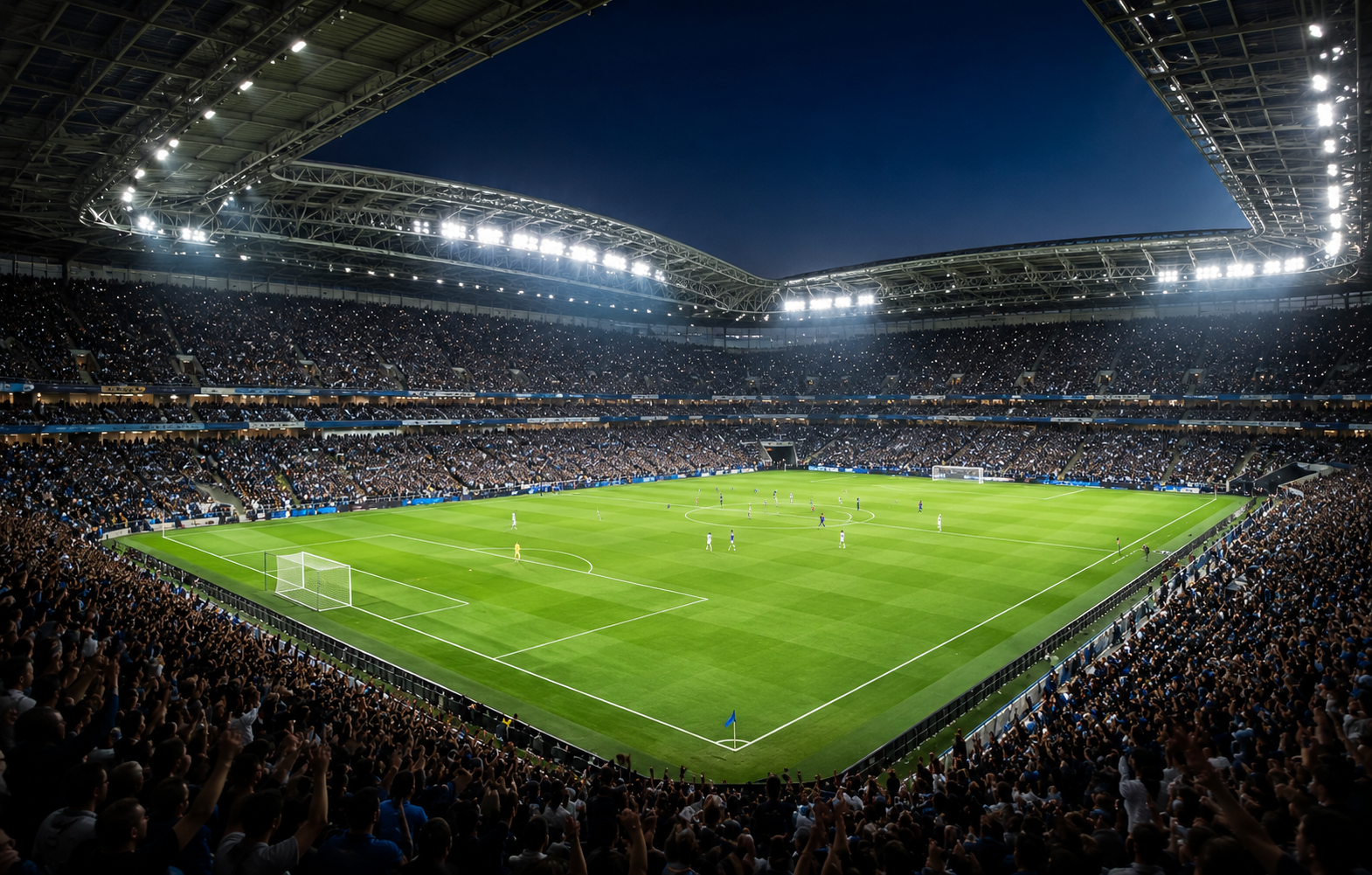 サッカースタジアム、夜